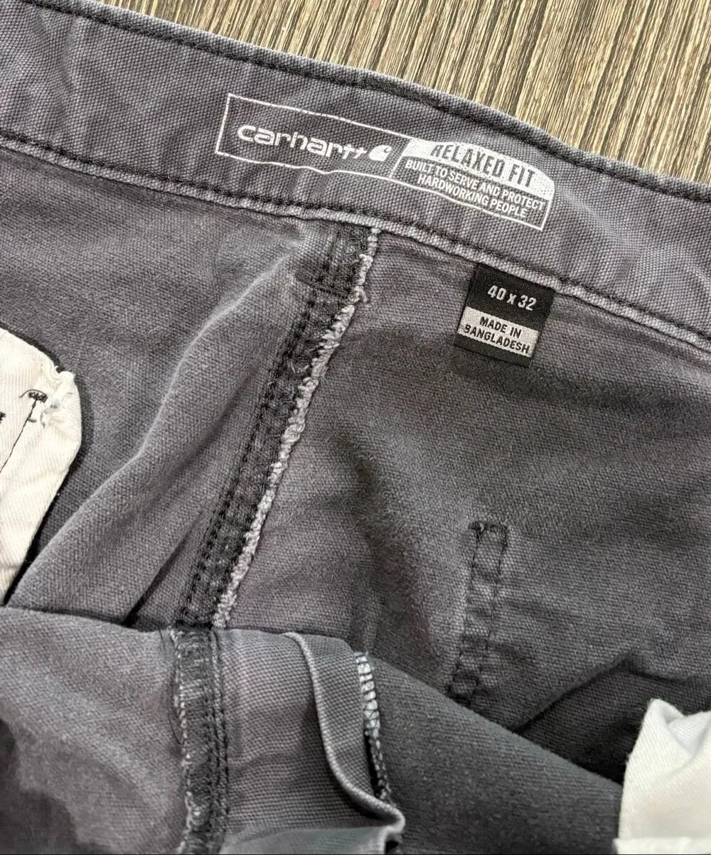 Carhartt Men's Relaxed Straight Rigby Double-Front Dungaree Pants Gray Sz 40x32